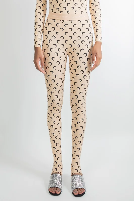 Marine Serre Fuseaux Moon Leggings -Recycled All Over Moon Tan Biege Fashionable Tummy Control Leggings Marine Serre Fuseaux Moon Leggings -Recycled All Over Moon Tan Biege Fashionable Tummy Control Leggings