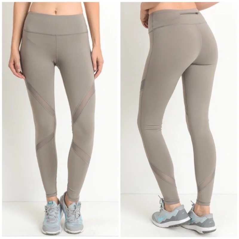 Mocha Athletic Leggings Pants Stretch High Waist Mesh Zipper Pocket Workout Comfortable Zip-Up Leggings Mocha Athletic Leggings Pants Stretch High Waist Mesh Zipper Pocket Workout Comfortable Zip-Up Leggings