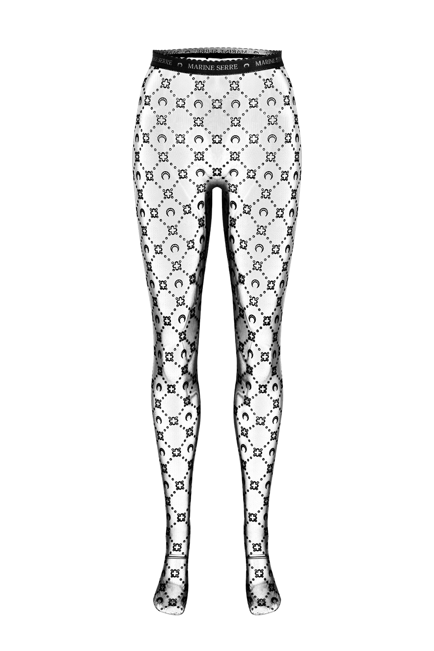 Moonogram Mesh Flock Leggings Black Fashionable Moisture-Wicking Leggings