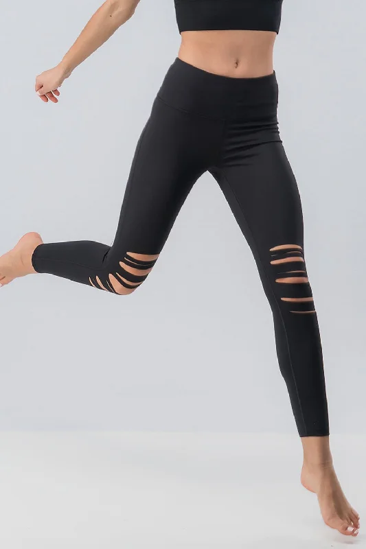 Multi Cut Leggings-Black Trendy Minimalist Leggings
