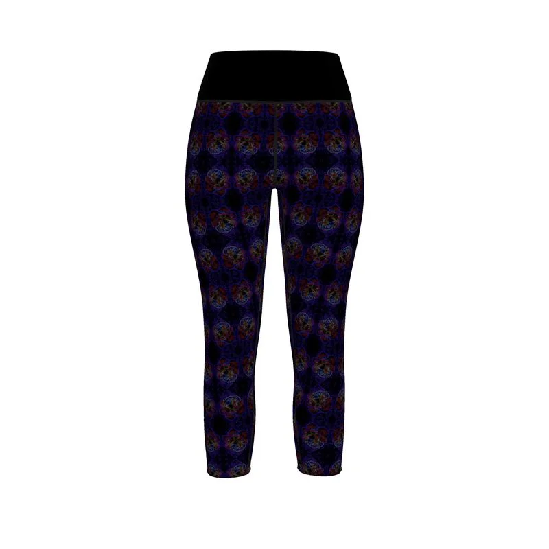 Floral Embosses: Roses 01 Patterned Designer Capri Sports Leggings Fashionable Embroidered Detail Leggings Floral Embosses: Roses 01 Patterned Designer Capri Sports Leggings Fashionable Embroidered Detail Leggings