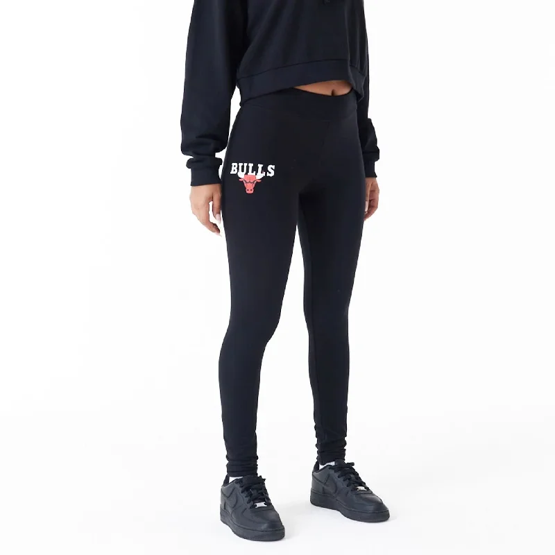 Chicago Bulls Womens NBA Team Bulls Logo Black Leggings Casual Black Leggings