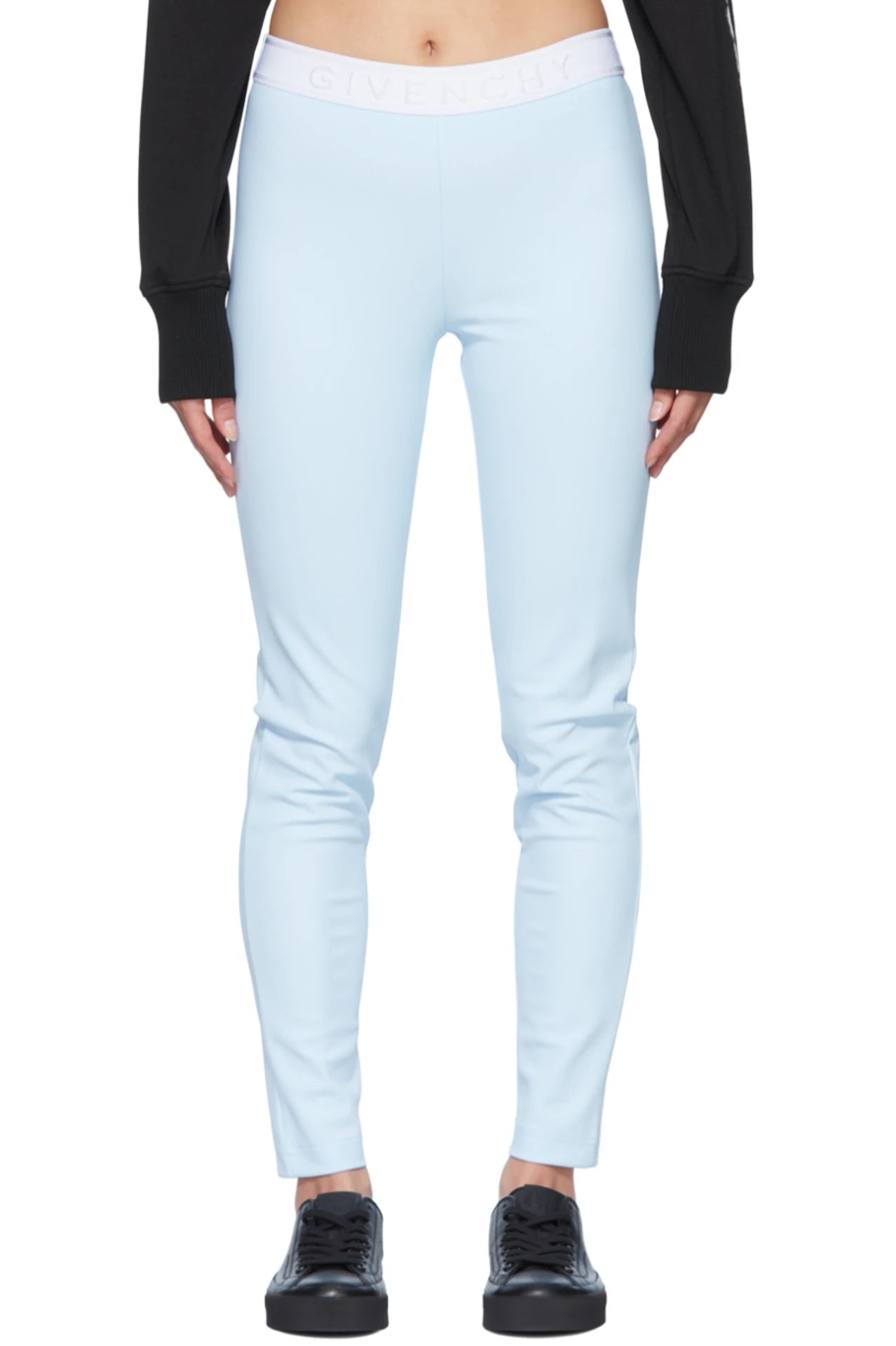 Givenchy Leggings In Jersey Light Blue Elegant Stretchy Faux Leather Leggings