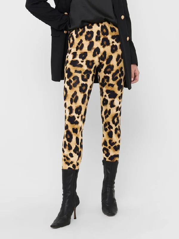 Jacqueline De Yong SHAWN Leggings -LEOPARD Cozy Full-Length Workout Leggings