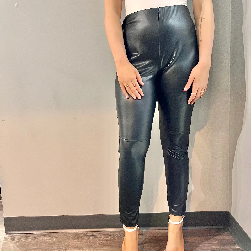 Joseph Ribkoff Black Faux Leather Ella Legging Chic Velvet Soft Leggings