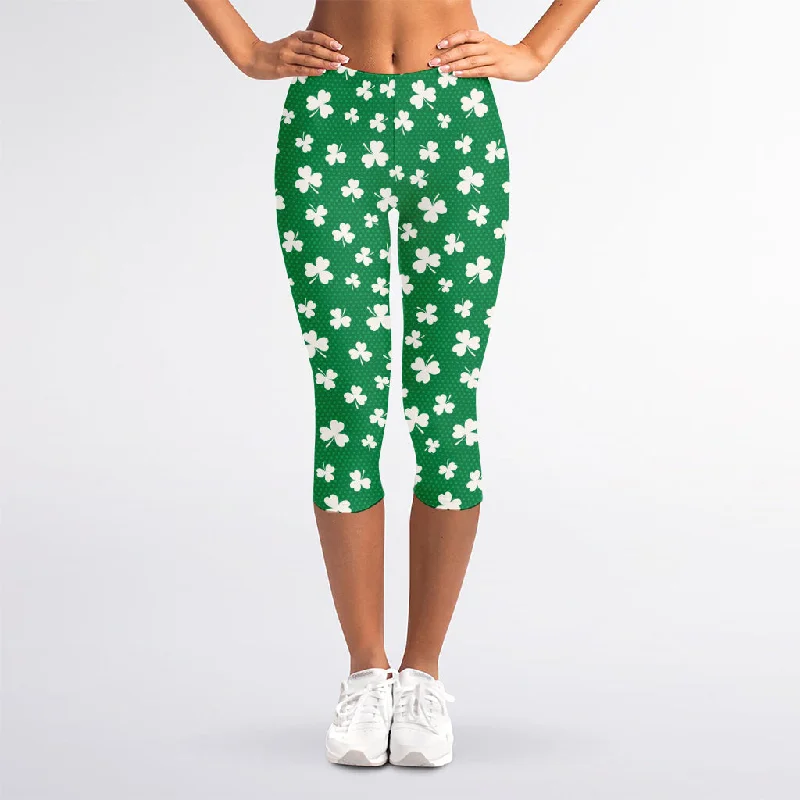 Polka Dot Irish St. Patrick's Day Print Women's Capri Leggings Stylish Compression Fit Leggings Polka Dot Irish St. Patrick's Day Print Women's Capri Leggings Stylish Compression Fit Leggings