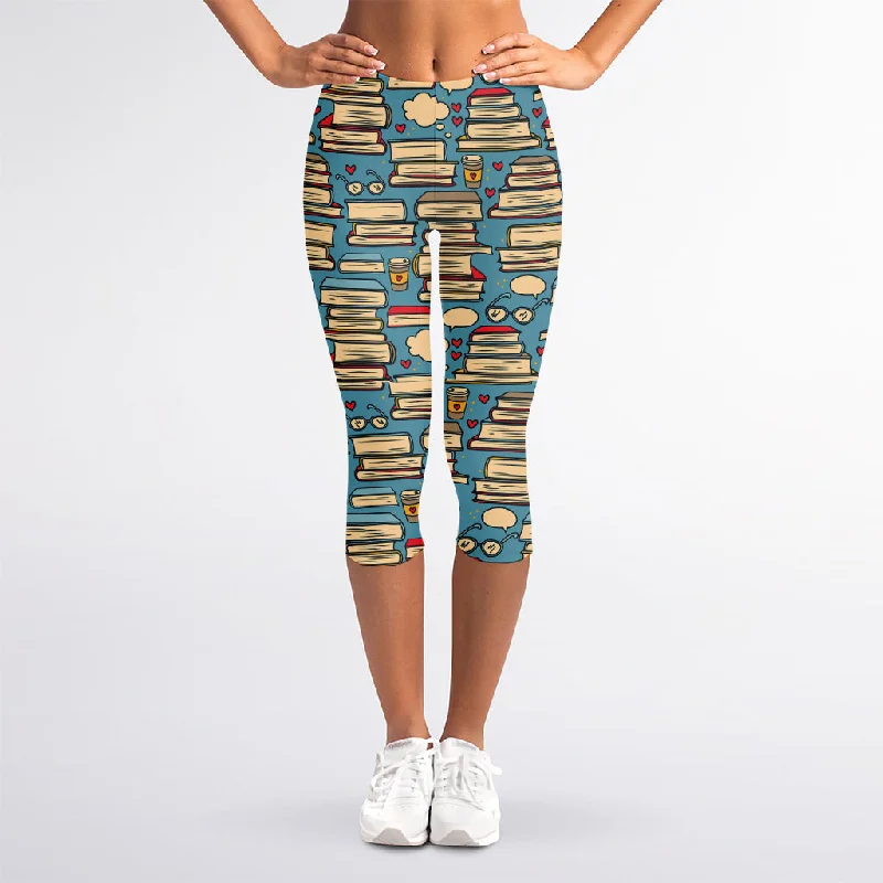 Pop Art Books Pattern Print Women's Capri Leggings Comfortable Classic Yoga Leggings