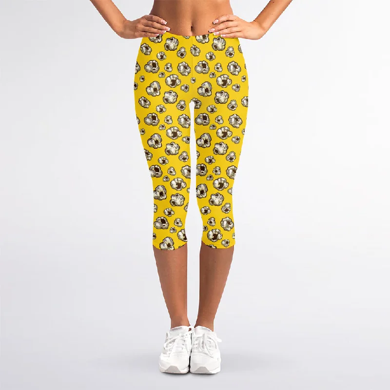 Popcorn Pattern Print Women's Capri Leggings Fashionable Plus-Size Activewear