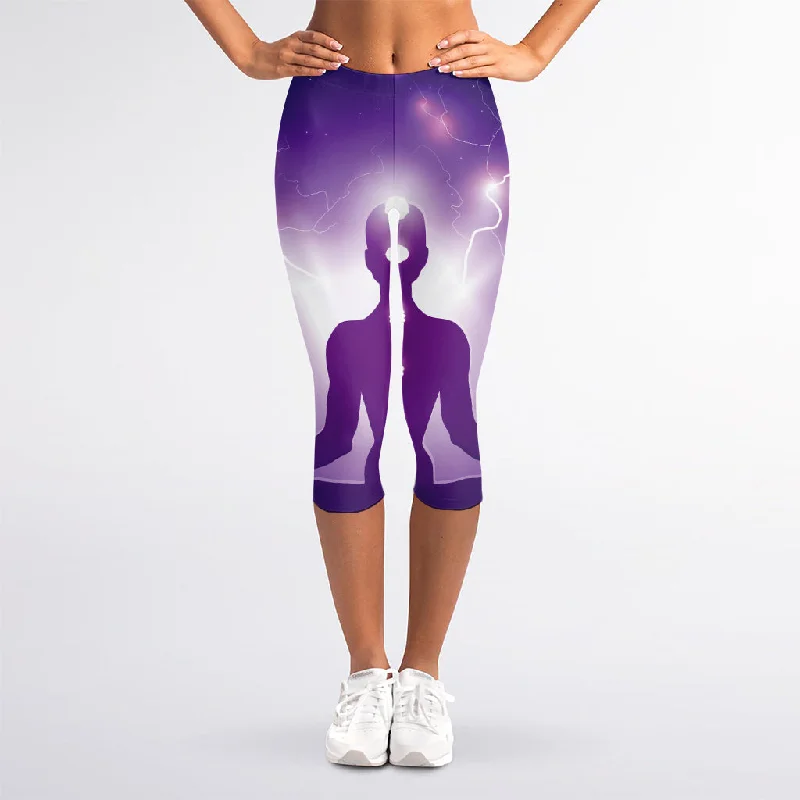 Power Of Seven Chakras Print Women's Capri Leggings Fashionable Sports Compression Leggings Power Of Seven Chakras Print Women's Capri Leggings Fashionable Sports Compression Leggings