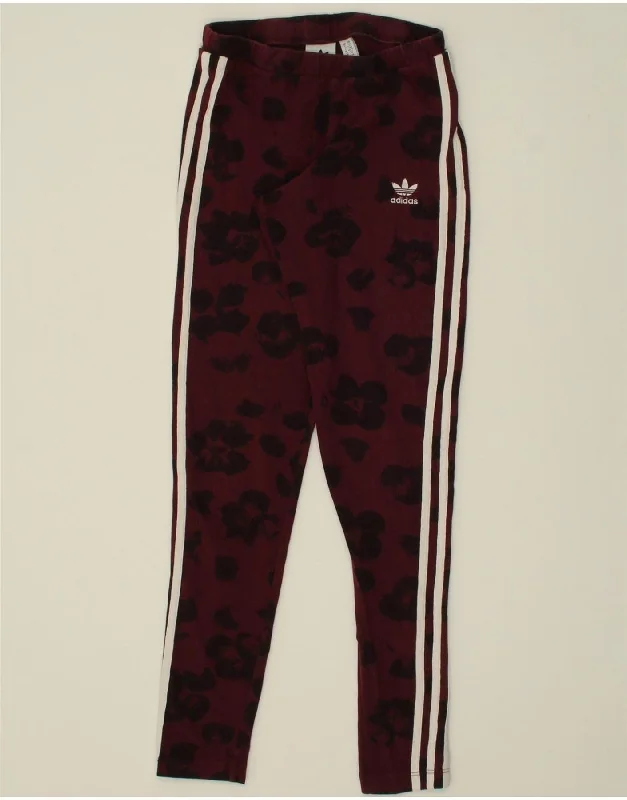 ADIDAS Womens Abstract Pattern Leggings UK 6 XS Maroon Cotton Stylish Colorful Activewear Leggings ADIDAS Womens Abstract Pattern Leggings UK 6 XS Maroon Cotton Stylish Colorful Activewear Leggings