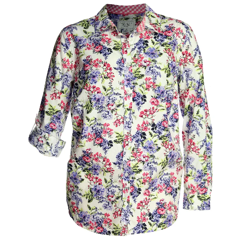 Charter Club Multi Color Floral Convertible Sleeve Button Down Shirt Hooded Caped Shawl Collar