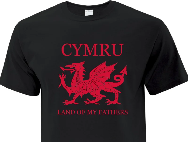 T-Shirt - Cymru Land Of My Fathers Graphic Embroidered Appliqued