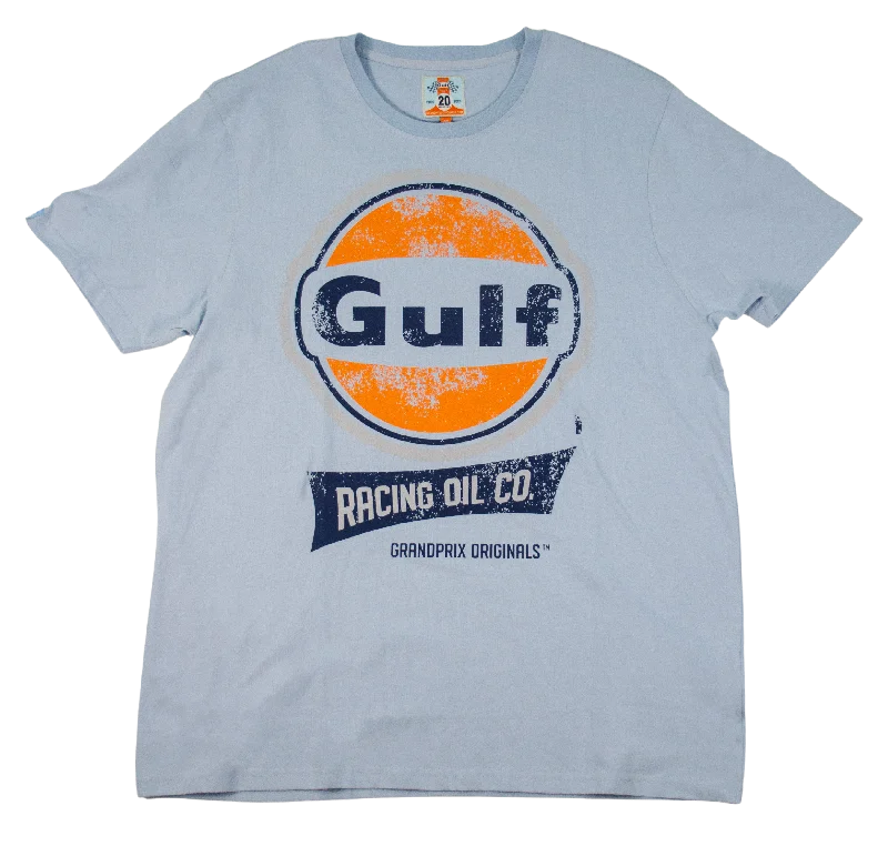 Gulf Racing Oil T-Shirt in Gulf Blue Wool Fabric Cashmere Fabric Tweed Fabric