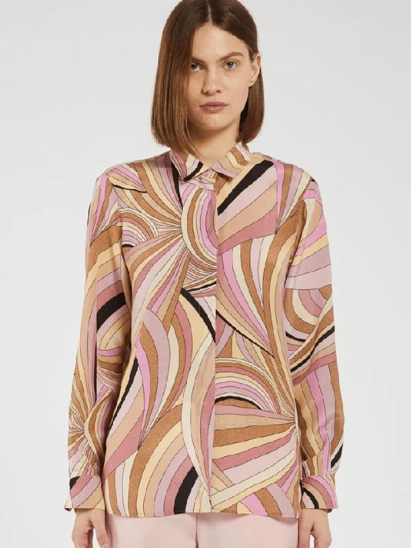 Marella MINERVA Patterned Silk Crepe Shirt  24231160822 Col 001 Layered Multi-layer Single Layer