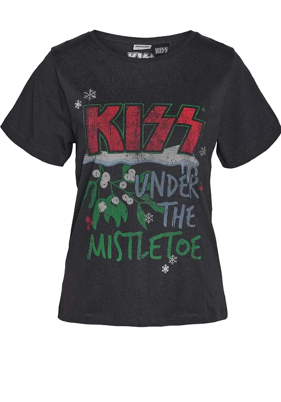 Noisy May Nate Kiss Christmas T Shirt, Grey Collared Crew Neck Turtle Neck