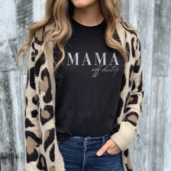 Vintage Black Mama Off Duty Oversized Graphic Bella Canvas Womens Tee T-Shirt Print Jacquard Patchwork