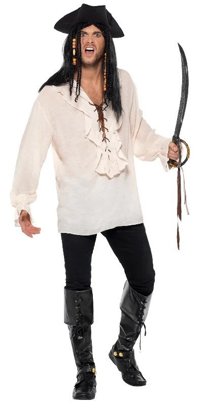 Classic White Pirate Shirt Adult Costume Accessory Cotton Fabric Linen Fabric Terry Fabric