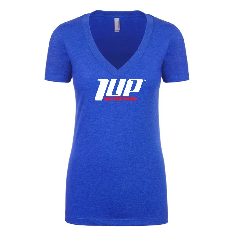 Women's Deep V-Neck T-Shirt "Royal Blue" Terry Blend Velvet Blend Canvas Blend