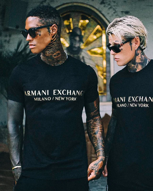 Armani Exchange Armani Exchange X Culture Kings T-Shirt Black/Gold Terry Blend Velvet Blend Canvas Blend