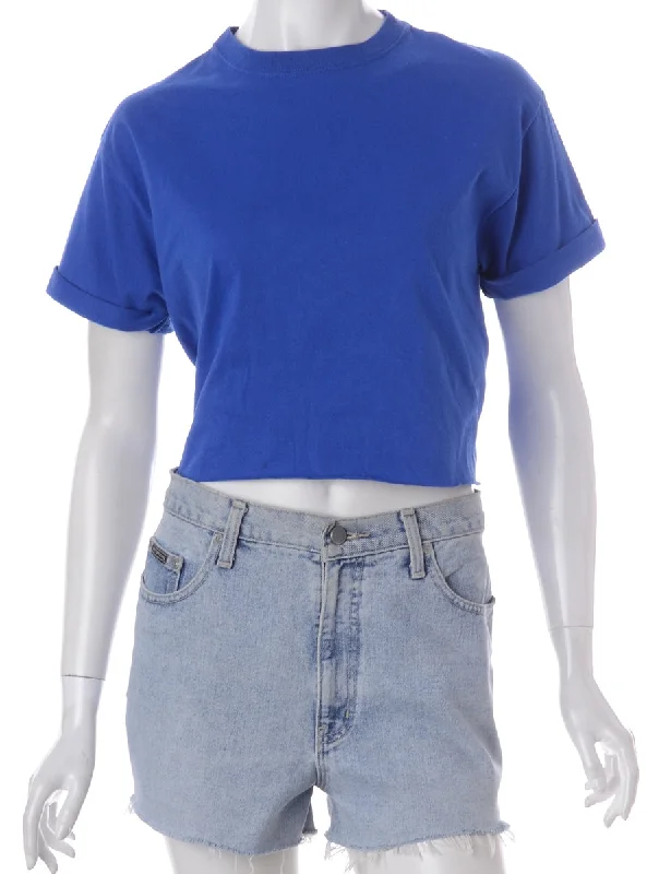 Label Bell Cropped Roll Sleeve T-Shirt Iron Safe Non-Iron Wrinkle Free