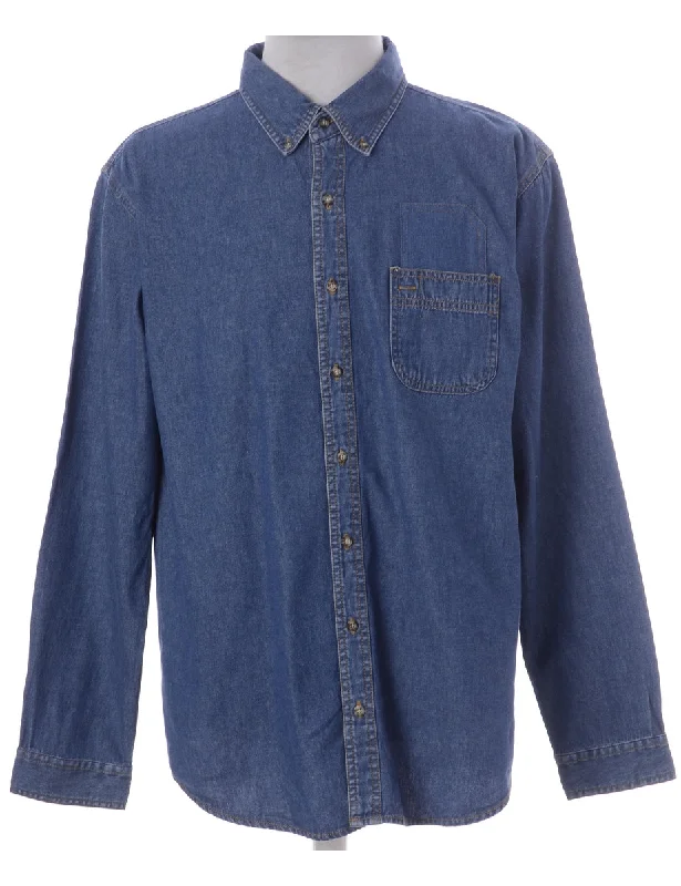 Label Callum Denim Double Pocket Shirt Collared T-Shirt Boat Neck A-Line