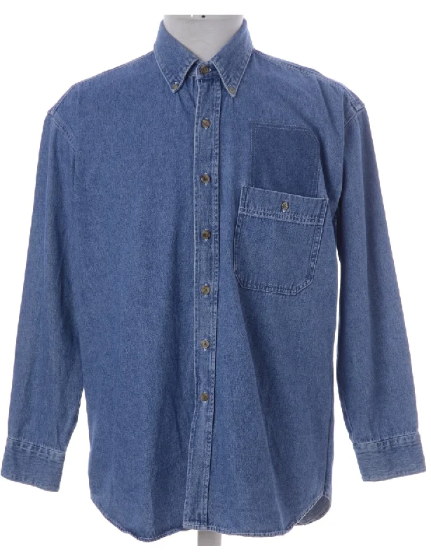 Label Callum Denim Double Pocket Shirt Collared Crew Neck Turtle Neck