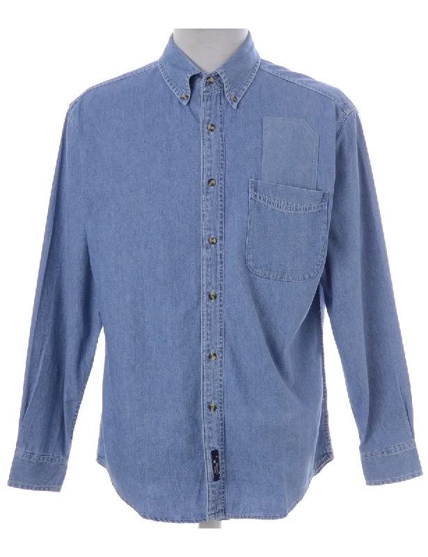 Label Callum Denim Double Pocket Shirt Print Jacquard Patchwork