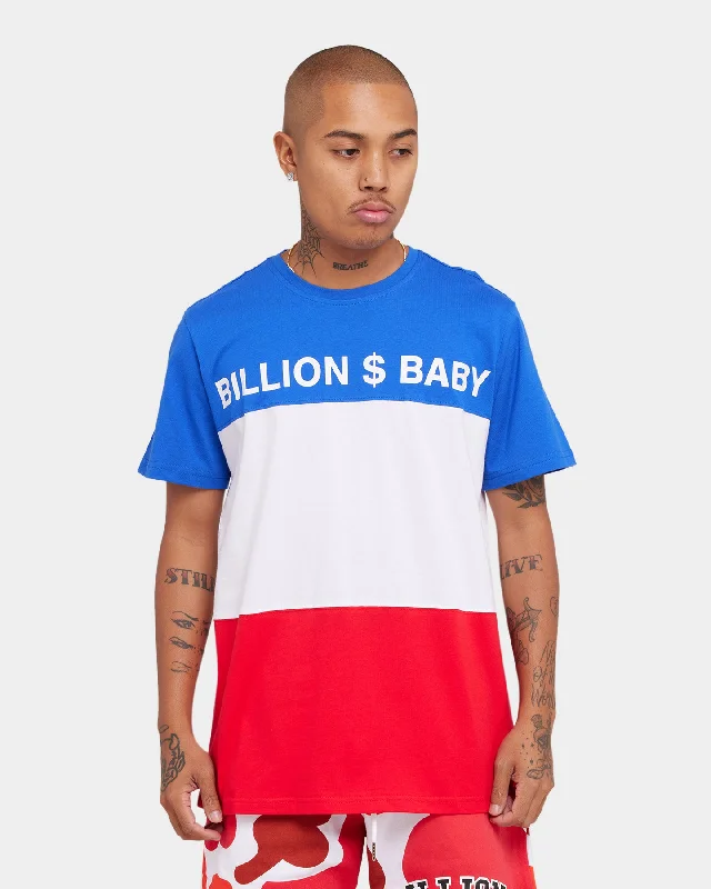 Billion Dollar Baby Tricolour T-Shirt Red/White/Blue Solid Color Striped Floral