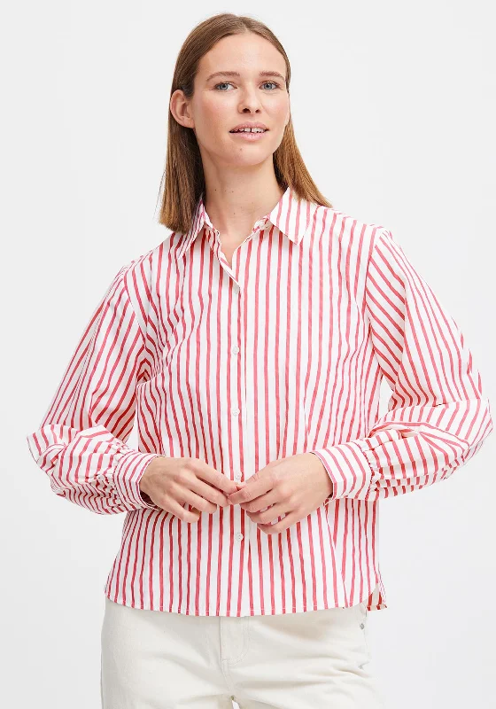 B.Young Fento Striped Shirt, Raspberry Sorbet Collared Crew Neck Turtle Neck