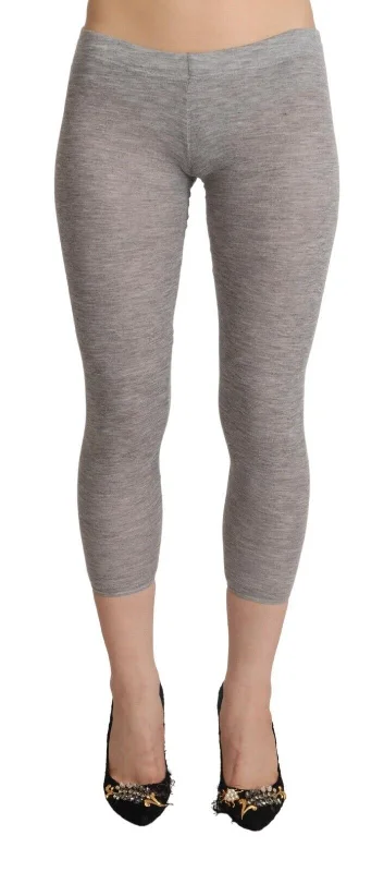 Ermanno Scervino Chic Gray Slim-Fit Cropped Leggings Fashionable Seamless Leggings