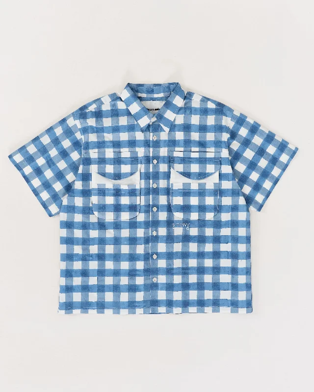 Conch Shirt - Chunky Gingham Mesh Fabric Canvas Fabric Denim Fabric