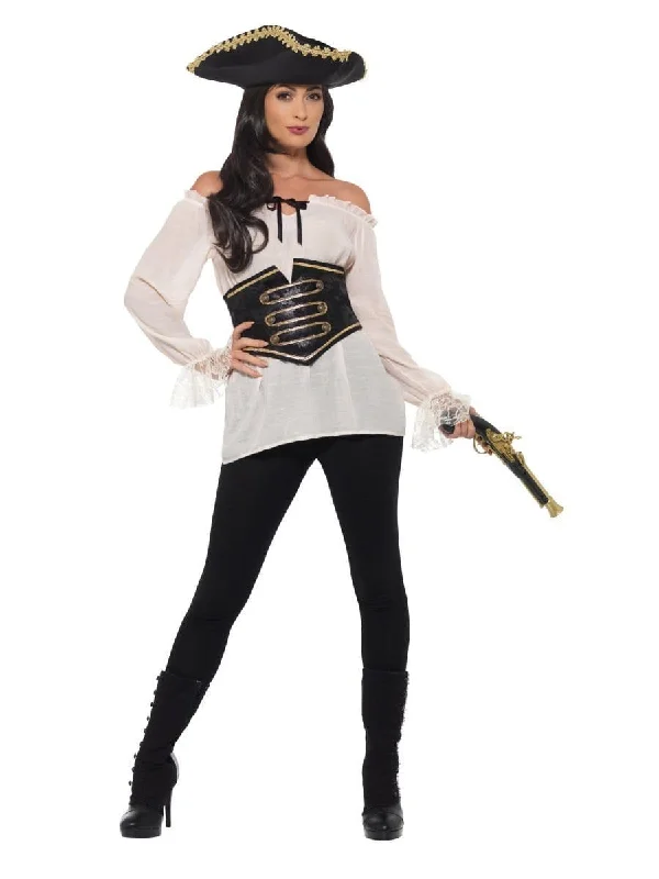 Pirate Shirt Ivory Deluxe Adult Women's Costume Terry Blend Velvet Blend Canvas Blend