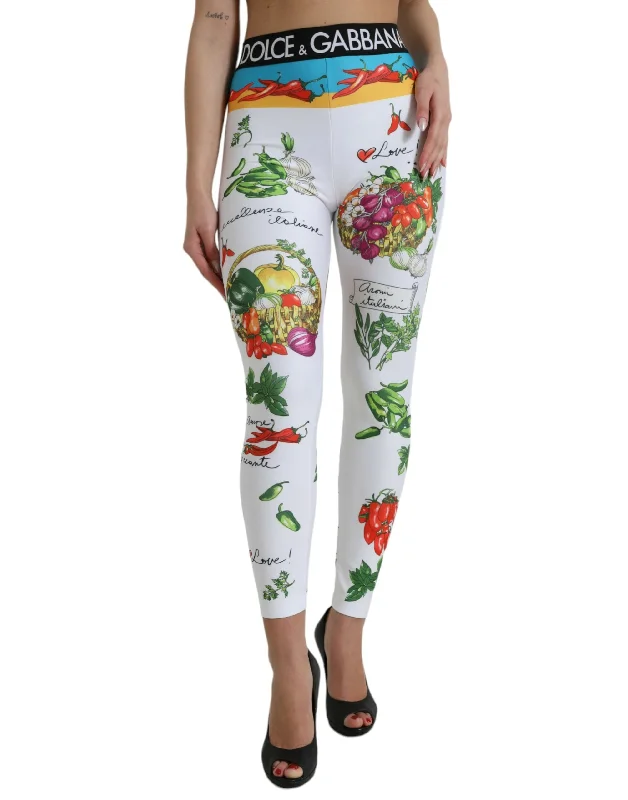 Dolce & Gabbana  Vegetables High Waist Leggings Women's Pants Comfortable Yoga Tights Leggings