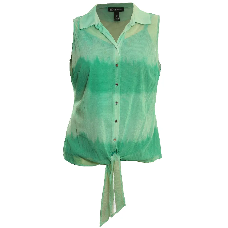 INC Green Tie Dye Sleeveless Tie Front Button Down Shirt & Camisole Machine Wash Dry Clean Hand Wash