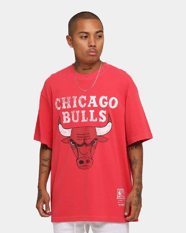 Mitchell & Ness Chicago Bulls Oversized TM CLR Logo T-shirt Faded Red Striped Floral Plaid