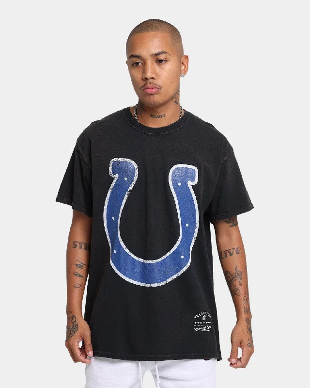 Mitchell & Ness Indianapolis Colts Oversized Logo Short Sleeve Vintage T-Shirt Vintage Black Terry Blend Velvet Blend Canvas Blend