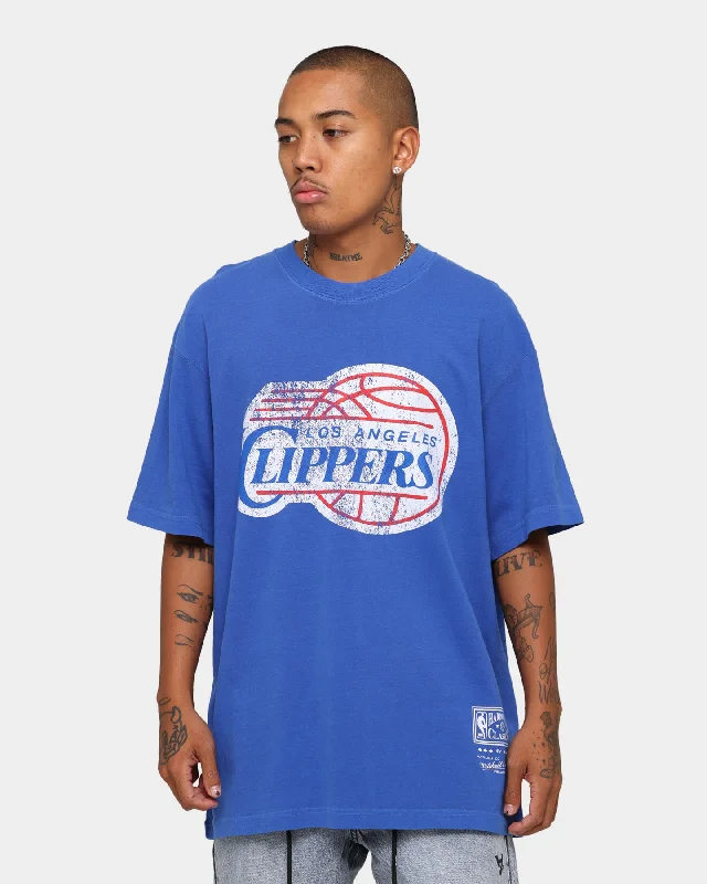 Mitchell & Ness Los Angeles Clippers Oversized TM CLR Logo T-shirt Faded Blue Polka Dot Checkered Tartan