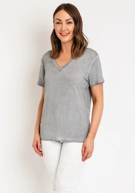 Nu Denmark Tenna V-Neck T-Shirt, Grey Thin T-Shirt Open Front Quick Dry