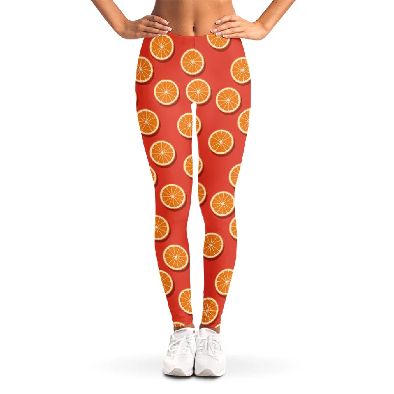 Orange Slices Pattern Print Women's Leggings Stylish Patterned Active Leggings