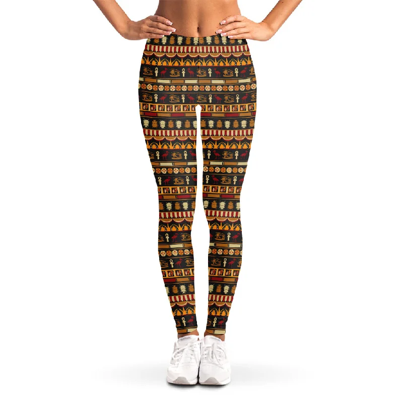 Ornament Egyptian Pattern Print Women's Leggings Trendy Mesh Leggings