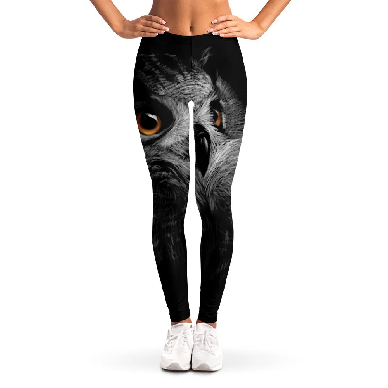 Owl Portrait Print Women's Leggings Trendy Seamless Sports Leggings