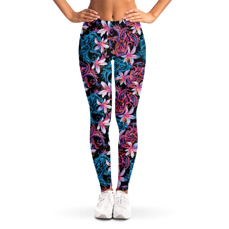 Paisley And Floral Pattern Print Women's Leggings Comfortable Athletic Tights