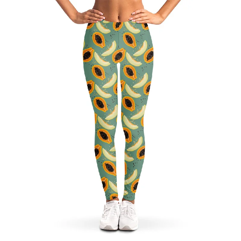 Papaya And Melon Pattern Print Women's Leggings Fashionable Fitted Workout Leggings