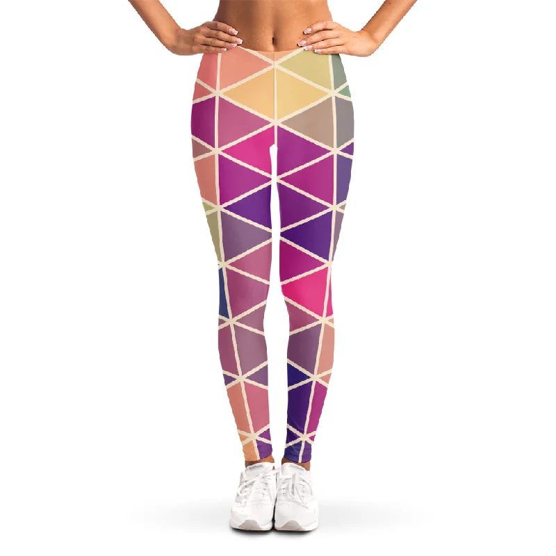 Pastel Geometric Shape Pattern Print Women's Leggings Cozy Oversized Leggings