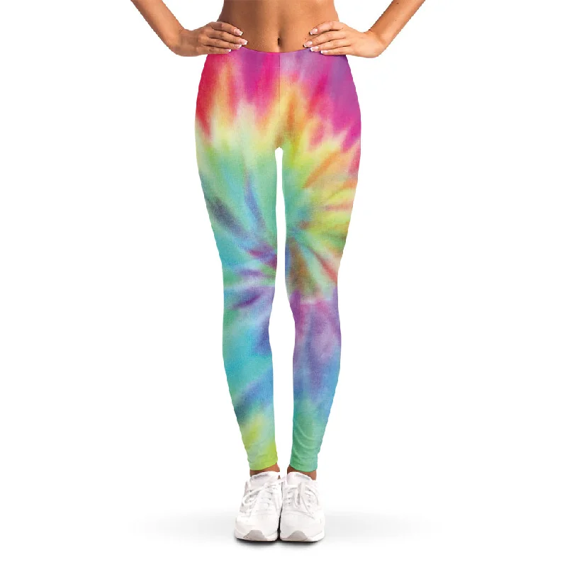 Pastel Spiral Tie Dye Print Women's Leggings Fashionable Smooth Fit Leggings