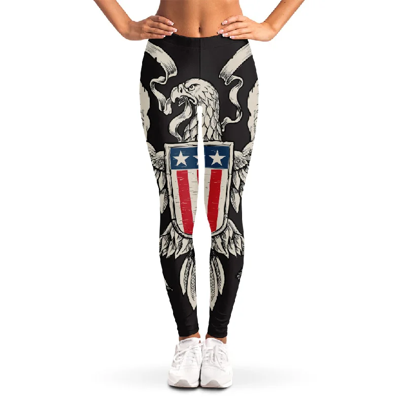 Patriotic USA Eagle Print Women's Leggings Stylish Lightweight Leggings