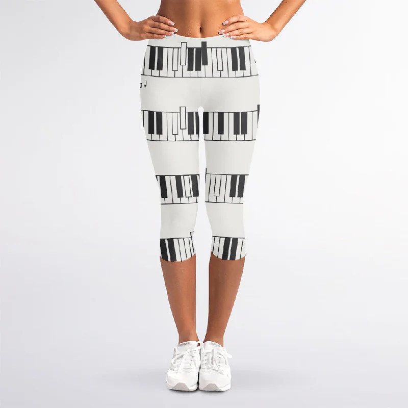 Piano Pattern Print Women's Capri Leggings Fashionable Quick-Dry Yoga Pants