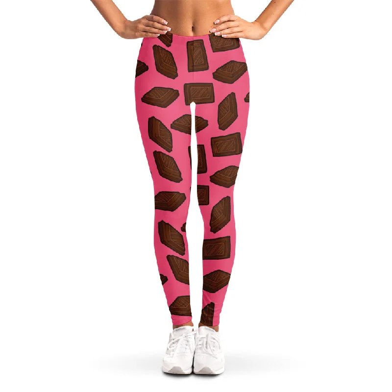 Pieces of Chocolate Pattern Print Women's Leggings Fashionable Fitted Workout Leggings