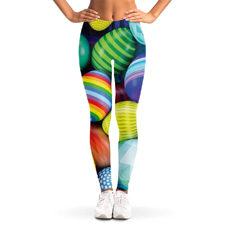 Pile Of Colorful Easter Eggs Print Women's Leggings Trendy High-Compression Leggings