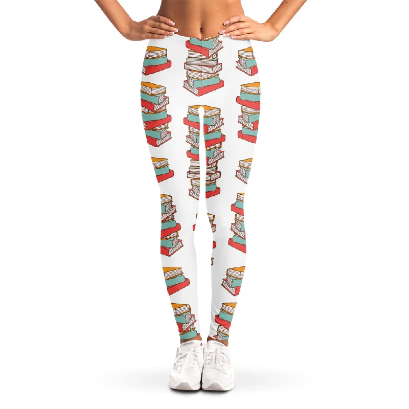 Pile Of Reading Books Pattern Print Women's Leggings Comfortable Full-Body Compression Leggings